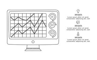 Doodle infographic elements with 3 options. business template for presentation vector