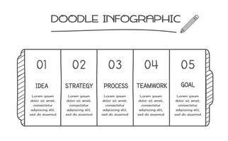 Doodle infographic elements with 5 options. business template for presentation vector