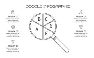 Doodle infographic elements with 5 options. business template for presentation vector