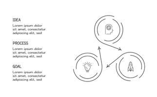 Doodle infographic elements with 3 options. business template for presentation vector