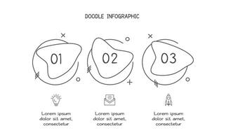 Doodle infographic elements with 3 options. business template for presentation vector