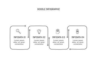 Doodle infographic elements with 4 options. business template for presentation vector