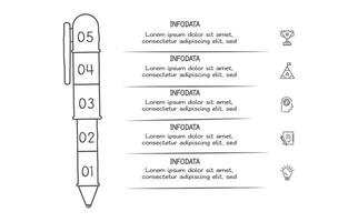 Doodle infographic elements with 5 options. business template for presentation vector