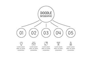 Doodle infographic elements with 5 options. business template for presentation vector