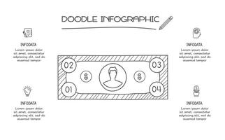 Doodle infographic elements with 4 options. business template for presentation vector