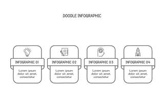 Doodle infographic elements with 4 options. business template for presentation vector