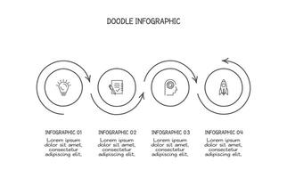 Doodle infographic elements with 4 options. business template for presentation vector