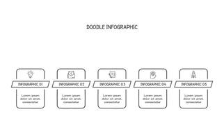 Doodle infographic elements with 5 options. business template for presentation vector