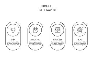 Doodle infographic elements with 4 options. business template for presentation vector