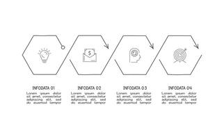 Doodle infographic elements with 4 options. business template for presentation vector