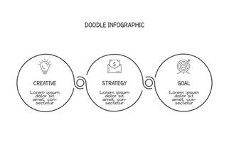 Doodle infographic elements with 3 options. business template for presentation vector