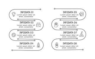 Doodle infographic elements with 8 options. business template for presentation vector
