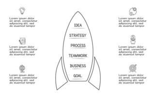 Doodle infographic elements with 6 options. business template for presentation vector