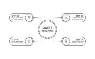 Doodle infographic elements with 4 options. business template for presentation vector