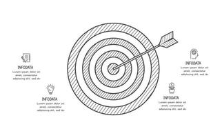 Doodle infographic elements with 4 options. business template for presentation vector
