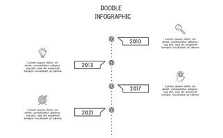 Doodle infographic elements with 4 options. business template for presentation vector