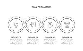 Doodle infographic elements with 4 options. business template for presentation vector