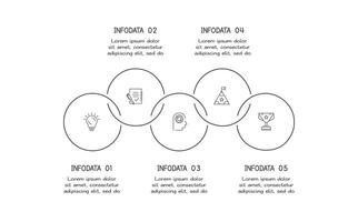 Doodle infographic elements with 5 options. business template for presentation vector