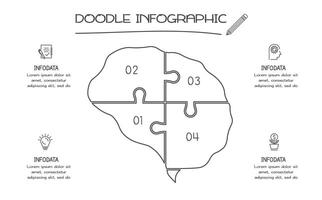 Doodle infographic elements with 4 options. business template for presentation vector