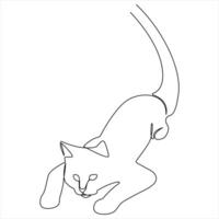 Continuous single line cute cat art drawing illustration vector