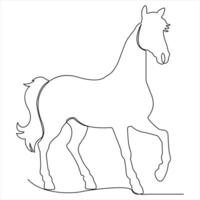 Continuous single line drawing of a horse animal concept single line draw design illustration vector