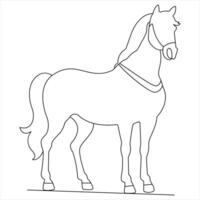 Continuous single line drawing of a horse animal concept single line draw design illustration vector