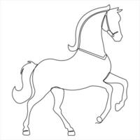 Continuous single line drawing of a horse animal concept single line draw design illustration vector