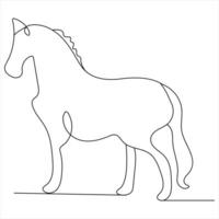 Continuous single line drawing of a horse animal concept single line draw design illustration vector