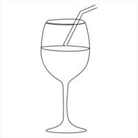 Single line continuous drawing of abstract wine glass simple water goblet line art illustration vector