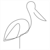 Continuous single line heron bird art drawing style illustration vector