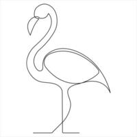 Continuous single line heron bird art drawing style illustration vector