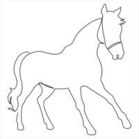 Continuous single line drawing of a horse animal concept single line draw design illustration vector