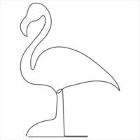 Continuous single line heron bird art drawing style illustration vector