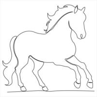 Continuous single line drawing of a horse animal concept single line draw design illustration vector
