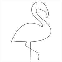 Continuous single line heron bird art drawing style illustration vector