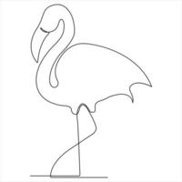 Continuous single line heron bird art drawing style illustration vector