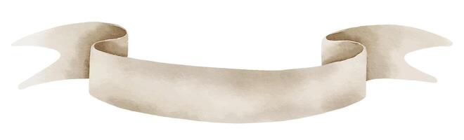Watercolor ancient papyrus ribbon. Hand drawn illustration of Scroll. Drawing of vintage empty manuscript for text. Template with retro banner in pastel beige and brown colors. Rolled paper. vector