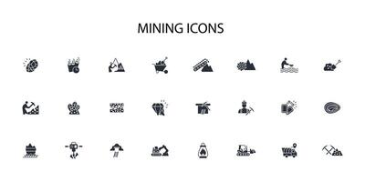 Mining icon set..Editable stroke.linear style sign for use web design,logo.Symbol illustration. vector