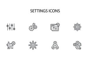 Settings icon set..Editable stroke.linear style sign for use web design,logo.Symbol illustration. vector