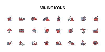 Mining icon set..Editable stroke.linear style sign for use web design,logo.Symbol illustration. vector