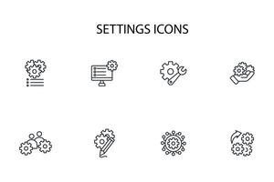 Settings icon set..Editable stroke.linear style sign for use web design,logo.Symbol illustration. vector