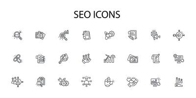 SEO icon set..Editable stroke.linear style sign for use web design,logo.Symbol illustration. vector