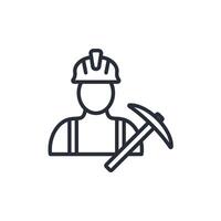 man miner icon. .Editable stroke.linear style sign for use web design,logo.Symbol illustration. vector