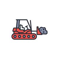 bulldozer icon. .Editable stroke.linear style sign for use web design,logo.Symbol illustration. vector
