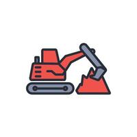 excavator icon. .Editable stroke.linear style sign for use web design,logo.Symbol illustration. vector