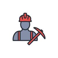 man miner icon. .Editable stroke.linear style sign for use web design,logo.Symbol illustration. vector