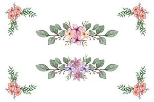 The Blooms Greenery Floral Foliage Ornament Corner Text Separator adds elegant framing text in invitations, cards vector