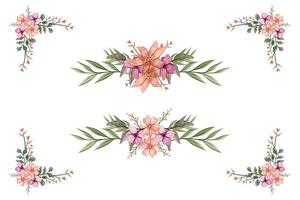 The Blooms Greenery Floral Foliage Ornament Corner Text Separator adds elegant framing text in invitations, cards vector