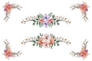 The Blooms Greenery Floral Foliage Ornament Corner Text Separator adds elegant framing text in invitations, cards vector