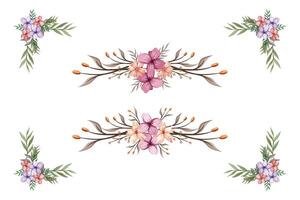 The Blooms Greenery Floral Foliage Ornament Corner Text Separator adds elegant framing text in invitations, cards vector